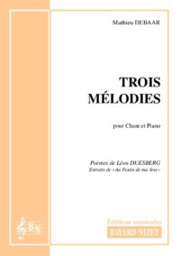 Trois mélodies de Léon Duesberg - Compositeur DEBAAR Mathieu - Pour Chant et Piano - Editions musicales Bayard-Nizet