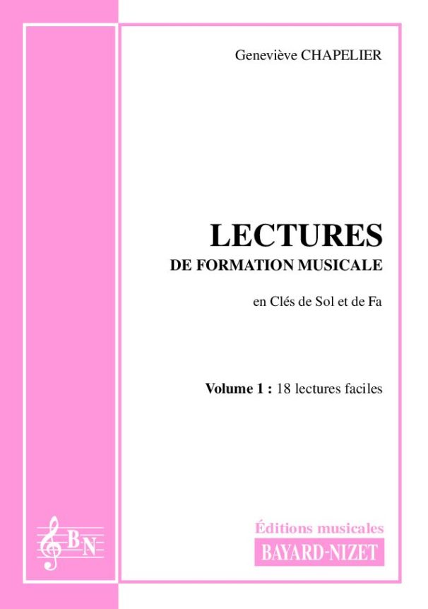 Lectures de formation musicale (volume 1) (Accompagnement) - Compositeur CHAPELIER Geneviève - Pour Solfège - Editions musicales Bayard-Nizet