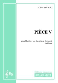 Pièce V - Compositeur FRANCK César - Pour Hautbois et Piano - Editions musicales Bayard-Nizet