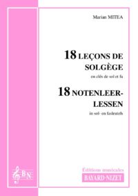 18 Leçons de formation musicale (Accompagnement) - Compositeur MITEA Marian - Pour Solfège - Editions musicales Bayard-Nizet