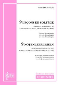 9 leçons de solfège d'examens (Accompagnement) - Compositeur POUSSEUR Henri - Pour Solfège - Editions musicales Bayard-Nizet