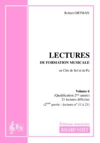 Lectures de formation musicale (volume 6) (Accompagnement 2) - Compositeur ORTMAN Robert - Pour Solfège - Editions musicales Bayard-Nizet