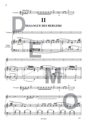 Pastorale de fête - Compositeur SENNY Edouard - Pour Trompette et Orgue - Editions musicales Bayard-Nizet