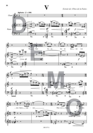 Cinq Mélodies (opus 6) - Compositeur SENNY Edouard - Pour Chant et Piano - Editions musicales Bayard-Nizet