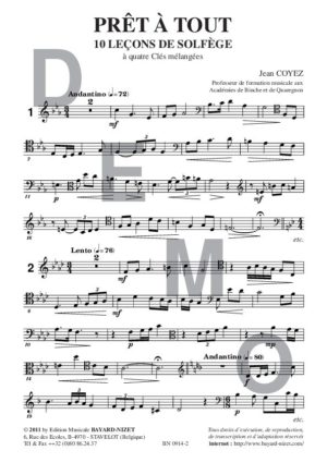 Prêt à tout (chant élève 4 cl) - Compositeur COYEZ Jean - Pour Solfège - Editions musicales Bayard-Nizet
