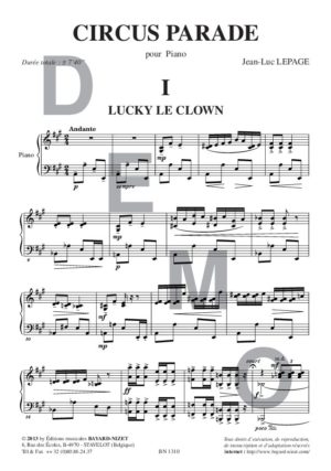 Circus Parade - Compositeur LEPAGE Jean-Luc - Pour Piano seul - Editions musicales Bayard-Nizet