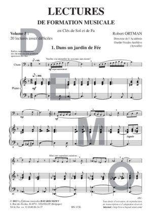 Lectures de formation musicale (volume 5) (Accompagnement) - Compositeur ORTMAN Robert - Pour Solfège - Editions musicales Bayard-Nizet