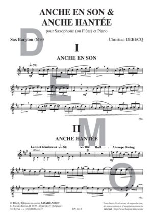 Anche en son et anche hantée - Compositeur DEBECQ Christian - Pour Flûte et Piano - Editions musicales Bayard-Nizet