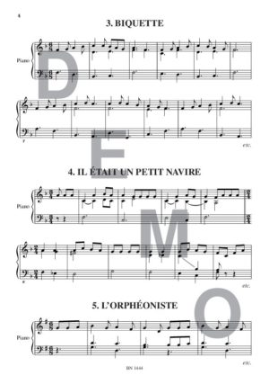 Chansons et Comptines enfantines - Compositeur GEOFFROY Olivier - Pour Piano seul - Editions musicales Bayard-Nizet