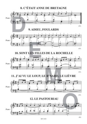 Chansons traditionnelles - Compositeur GEOFFROY Olivier - Pour Piano seul - Editions musicales Bayard-Nizet