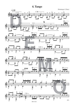 Quatre pièces - Compositeur DETIFFE Paul - Pour Guitare seule - Editions musicales Bayard-Nizet