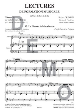 Lectures de formation musicale (volume 8) (Accompagnement 2) - Compositeur ORTMAN Robert - Pour Solfège - Editions musicales Bayard-Nizet