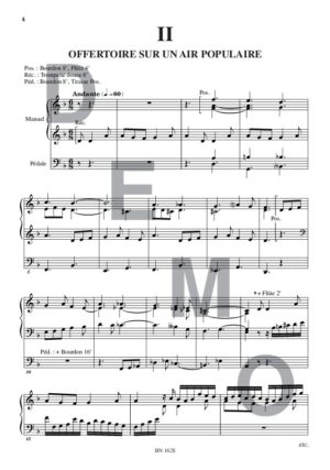 Quatre pièces en forme de messe - Compositeur GEOFFROY Olivier - Pour Orgue seul - Editions musicales Bayard-Nizet