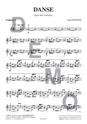 Danse - Compositeur DETIFFE Paul - Pour Duo avec cordes - Editions musicales Bayard-Nizet