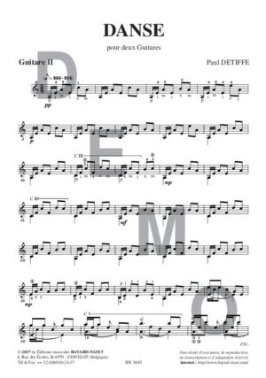 Danse - Compositeur DETIFFE Paul - Pour Duo avec cordes - Editions musicales Bayard-Nizet