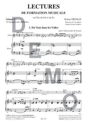 Lectures de formation musicale (volume 9) (Accompagnement) - Compositeur ORTMAN Robert - Pour Solfège - Editions musicales Bayard-Nizet