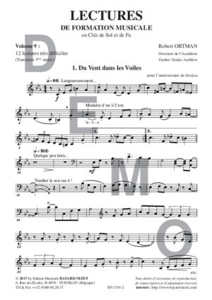 Lectures de formation musicale (volume 9) (Chant 2 clés) - Compositeur ORTMAN Robert - Pour Solfège - Editions musicales Bayard-Nizet