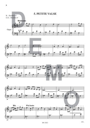 Huit Miniatures - Compositeur CHAPELIER Geneviève - Pour Orgue seul - Editions musicales Bayard-Nizet