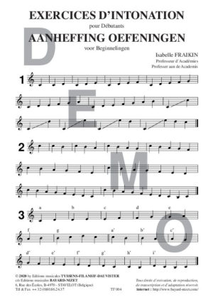 Exercices d’intonation - Compositeur FRAIKIN Isabelle - Pour Solfège - Editions musicales Bayard-Nizet