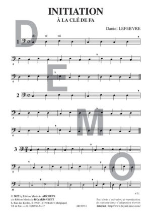 Initiation à la clé de Fa (Chant élève) - Compositeur LEFEBVRE Daniel - Pour Solfège - Editions musicales Bayard-Nizet