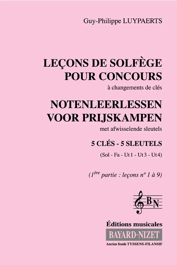 Leçons de solfège pour concours (volume 1) (Accompagnement) - Compositeur LUYPAERTS Guy-Philippe - Pour Formation musicale - Editions musicales Bayard-Nizet