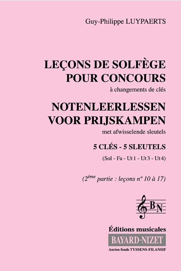 Leçons de solfège pour concours (volume 2) (Accompagnement) - Compositeur LUYPAERTS Guy-Philippe - Pour Formation musicale - Editions musicales Bayard-Nizet
