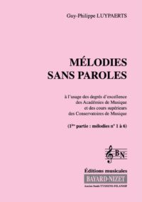 Mélodies sans paroles (Accompagnement 1ère partie) - Compositeur LUYPAERTS Guy-Philippe - Pour Formation musicale - Editions musicales Bayard-Nizet