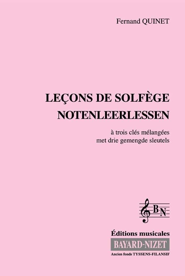 Leçons de solfège à 3 clés (Accompagnement) - Compositeur QUINET Fernand - Pour Formation musicale - Editions musicales Bayard-Nizet