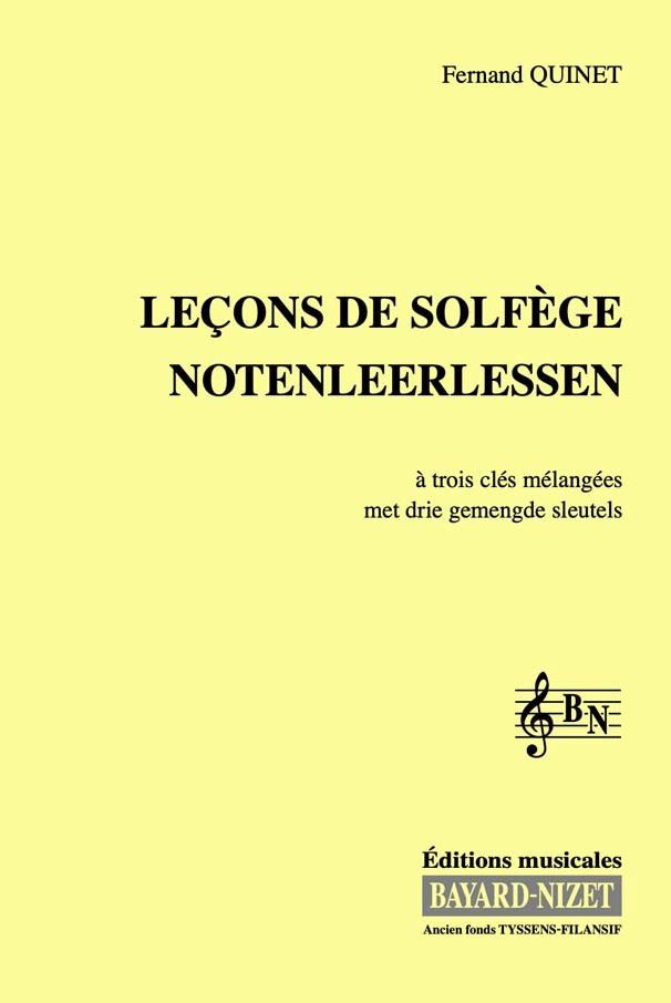 Leçons de solfège à 3 clés (chant) - Compositeur QUINET Fernand - Pour Formation musicale - Editions musicales Bayard-Nizet