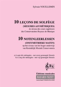 10 leçons de solfège à 7 clés mélangées (Accompagnement) - Compositeur VOUILLEMIN Sylvain - Pour Formation musicale - Editions musicales Bayard-Nizet