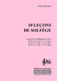 10 leçons de solfège à 3 clés (Accompagnement) - Compositeur ROUMA Willy - Pour Formation musicale - Editions musicales Bayard-Nizet
