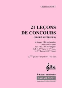 21 leçons de concours du degré supérieur (2ème volume) (Accompagnement) - Compositeur ERNST Charles - Pour Formation musicale - Editions musicales Bayard-Nizet