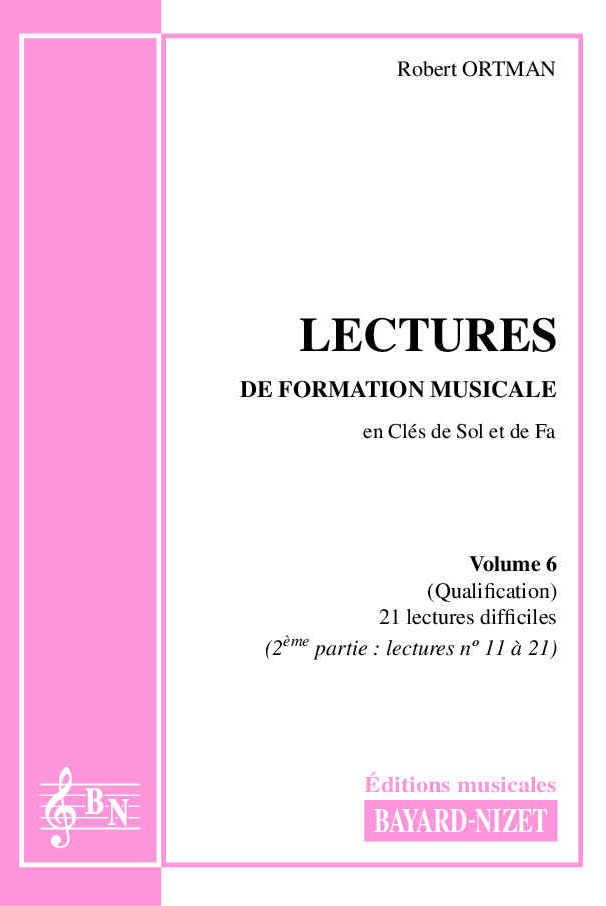 Lectures de formation musicale (volume 6) (accompagnement volume 2) - Compositeur ORTMAN Robert - Pour Formation musicale - Editions musicales Bayard-Nizet